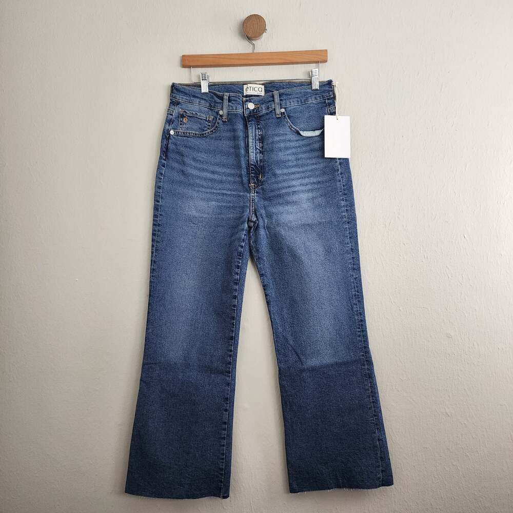 NWT Ética Anthropologie Anya Crop Flare High Waisted Jeans Riverside 31